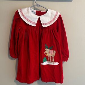 Samara size 4 Red Reindeer Kids dress